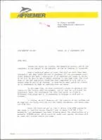 Correspondence: Letter from Jean Jarry (IFREMER) to Dr. Robert Ballard (WHOI - Senior Scientist Head, Deep Submergence Laboratory).