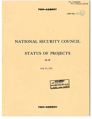Report, National Security Council Status of Projects