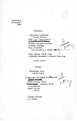 White House Luncheon and Dinner Menu