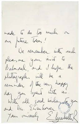 Queen Elizabeth’s Letter to President Dwight D. Eisenhower