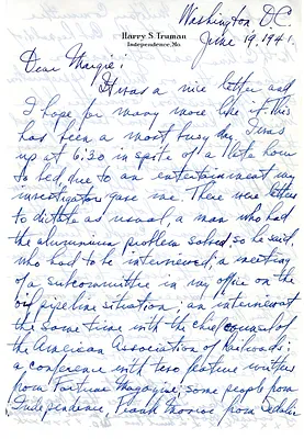 Letter from Harry S. Truman to Margaret Truman
