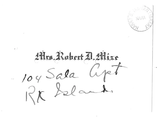 Card from the Robert D. Mize Family