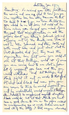 Letter from Mary Jane Truman to Harry S. Truman