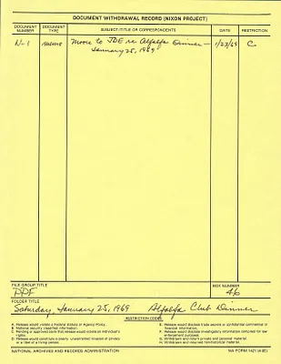 Saturday, January 25, 1969, Alfalfa Club Dinner