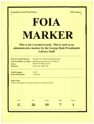 National Newspaper Association Drop-By 3/15/90 [OA 6854]