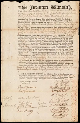 Elizabeth Gray indentured to apprentice with Samuel Gardner of Milton, 21 October 1771