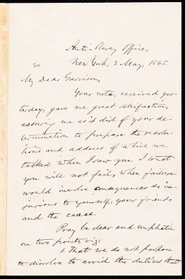 Letter from Oliver Johnson, New York, [N.Y.], to William Lloyd Garrison, 3 May, 1865