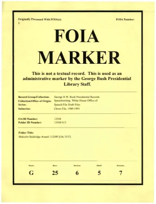 Malcolm Baldridge Award 11/2/89 [OA 3537]