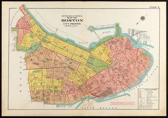 Outline & index map of Boston city proper
