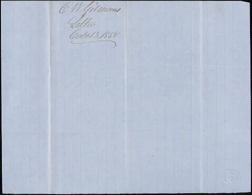 O. W. Gilman to W. A. Harrington, 13 October 1858