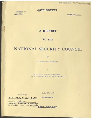 Annexes to National Security Council Report 114, Report to the National Security Council by the Executive Secretary on Status and Timing of Current United States Programs for National Security