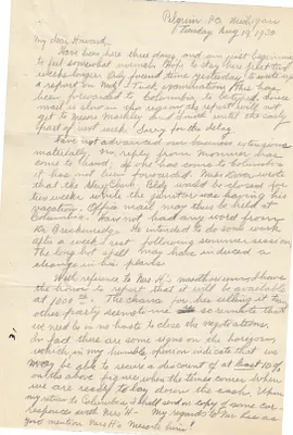 Letters Sent to Howard [H.H. Barker], August 19, 1930