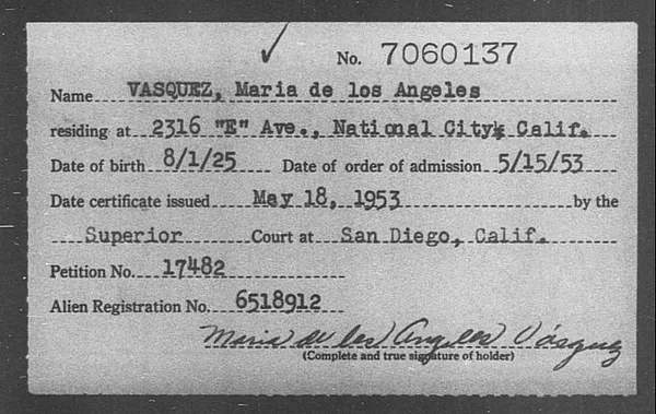 Vasquez, Maria De Los Angeles - 1953