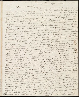 Letter from Anne Warren Weston, Chauncy Place, [Boston], to Debora Weston, April 11, 1842