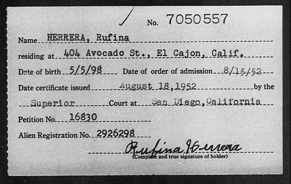 Herrera, Rufina - 1952