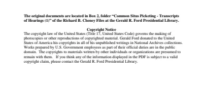 Common Situs Picketing - Transcripts of Hearings (1)