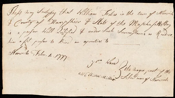 John Edwards indentured to apprentice with William Fobes of Norwich, 18 March 1777