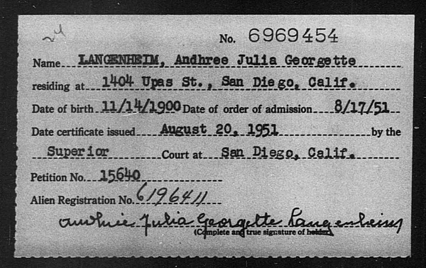 Langenheim, Andhree Julia Georgette - 1951