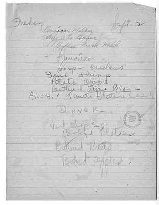 USS Williamsburg Menus