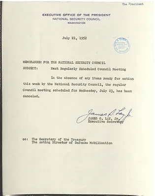 Memorandum from James S. Lay, Jr. to the National Security Council