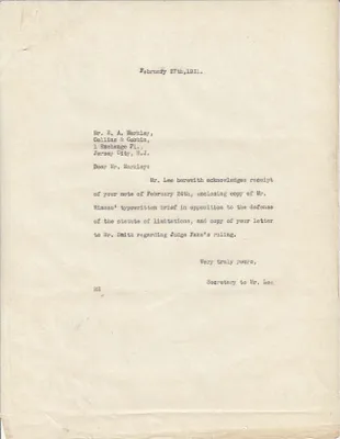 Letters Sent to E.A. Markley, February 27, 1931