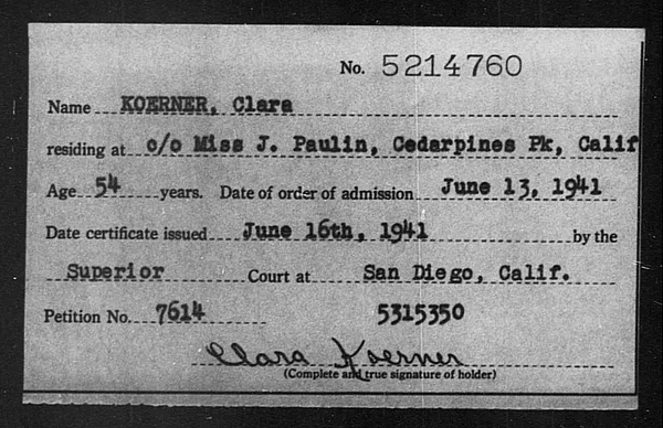 Koerner, Clara - 1941