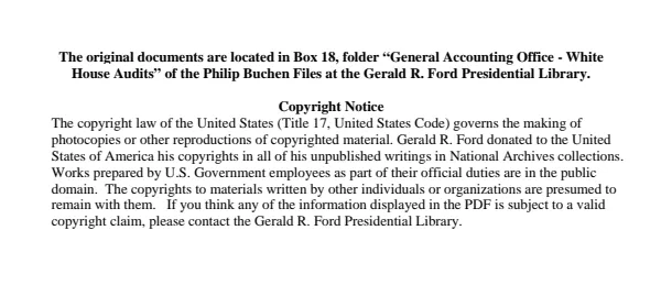 General Accounting Office - White House Audits
