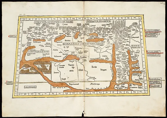 Tertia Affrice tabula continet Cyrenainaycam & Egyptum cum adiacentibus insulis