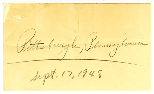 Press Release, Speech of President Harry S. Truman, Pittsburgh, Pennsylvania