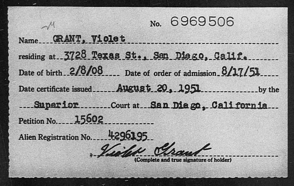 Grant, Violet - 1951
