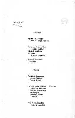 White House Luncheon and Dinner Menu
