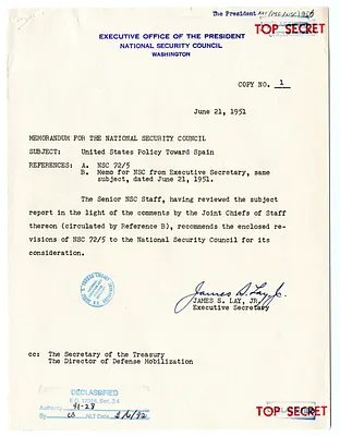 Memorandum from James S. Lay, Jr. to the National Security Council with Attachment
