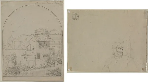 View from My Window in Rome (recto) Soldier in a Landscape (verso)