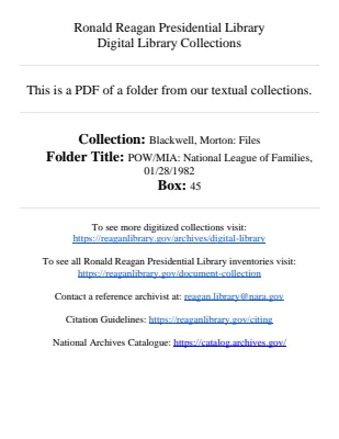 POW/MIA: National League of Families, 01/28/1982