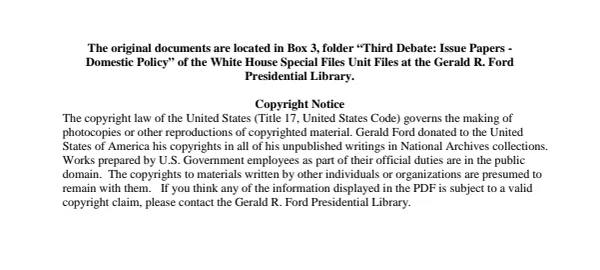 Third Debate: Issue Papers - Domestic Policy