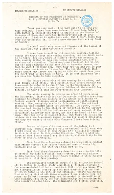 Press Release, Speech of President Harry S. Truman, Rochester, New York