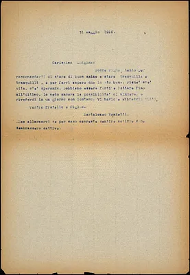 Bartolomeo Vanzetti typed note (copy) to Luigia Vanzetti, [Charlestown], 31 May 1926