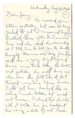 Letter from Mary Jane Truman to Harry S. Truman