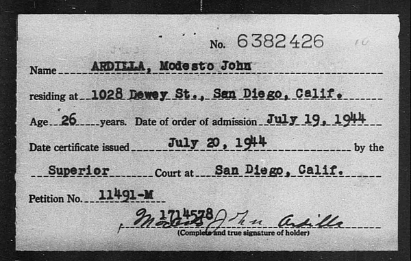 Ardilla, Modesto John - 1944