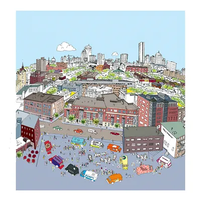 View of SoWa food trucks