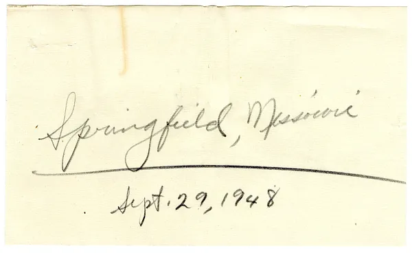 Press Release, Speech of President Harry S. Truman, Springfield, Missouri