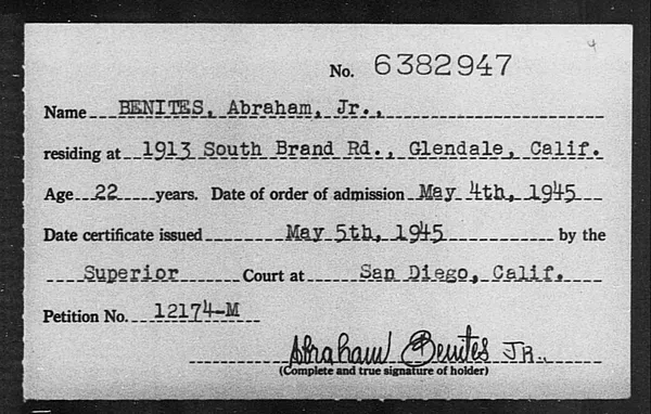 Benites, Abraham Jr. - 1945