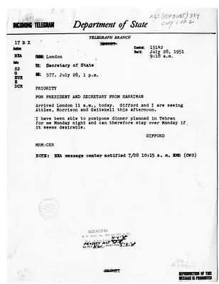 Telegram from Ambassador Walter Gifford to Secretary of State Dean Acheson, Number 577