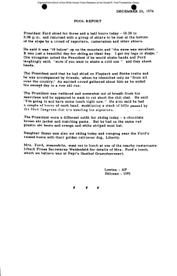 Pool Report - Levine, Dillman