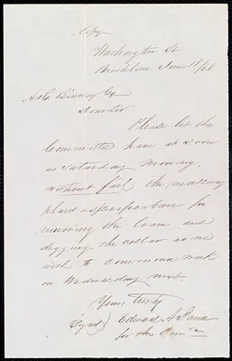 Notification to A. R. Binney to commence excavation of cellar for library building