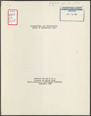 Architectural and topographical survey of Charlestown, Massachusetts