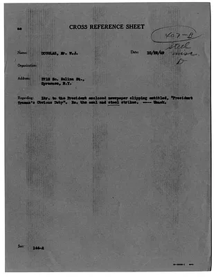 Cross Reference Memorandum