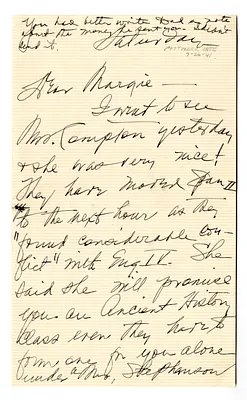 Letter from Bess W. Truman to Margaret Truman
