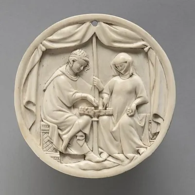 Mirror Case with a Couple Playing Chess