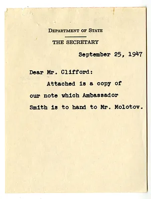 Note from the Department of State to Clark Clifford